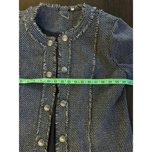 Chico's Tweed Wool Blend Open Front Fringe Trim Jacket Size 3 U.S. 16 - Picture 9 of 9